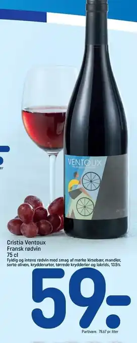 REMA 1000 Cristia Ventoux Fransk Rødvin 75 cl tilbud