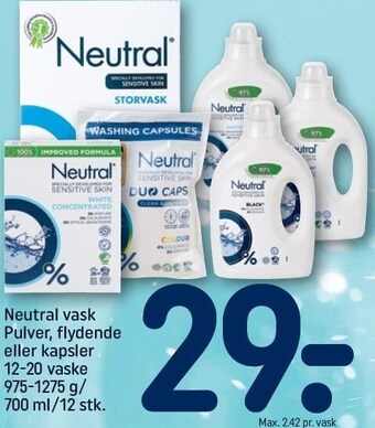 REMA 1000 Neutral vask pulver, flydende el. kapsler tilbud