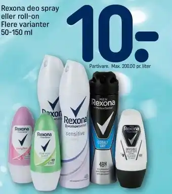 REMA 1000 Rexona deo spray el. roll on tilbud