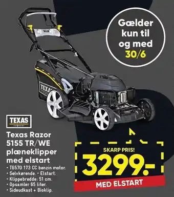 Bilka Texas Razor 5155 TR/WE plæneklipper m. elstart tilbud