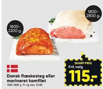 Bilka Dansk flæskesteg el. marineret kamfilet tilbud
