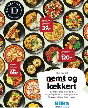 Bilka Middagsretter, gourmetpizza el. salater el. tilbehør tilbud