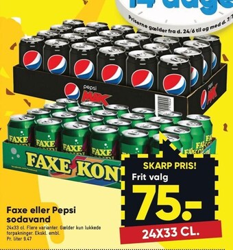 Bilka Faxe el. Pepsi sodavand tilbud