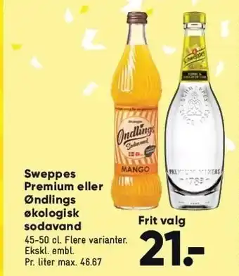 Sweppes Premium el. Øndlings økologisk sodavand