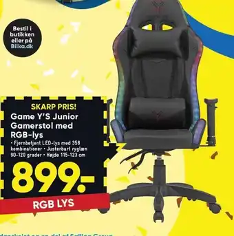 Game Y's Junior Gamerstol m. RGB lys