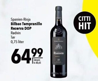 Citti Bilbao Tempranillo Reserva DOP tilbud