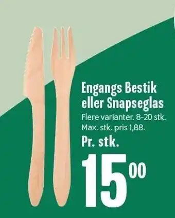 Engangs bestik el. snapseglas