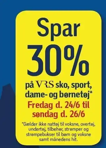 Føtex Spar 30% på VRS sko, sport, dame- og børnetøj tilbud