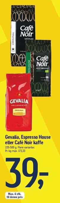 Føtex Gevalia, Espresso House el. Café Noir kaffe tilbud