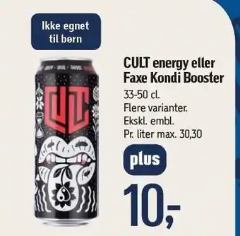 Føtex Cult energy el. Faxe Kondi Booster - føtex plus appen tilbud