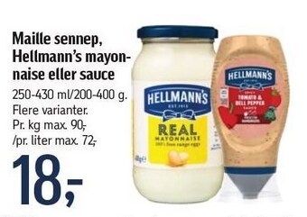 Føtex Maille sennep, Hellmann's mayonnaise el. sauce tilbud