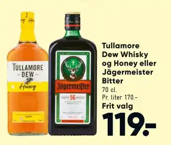 Tullamore Dew Whisky og Honey eller Jägermeister Bitter