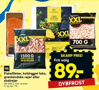 Bilka Fiskefileter, koldrøget laks, grønlandske rejer eller skalrejer tilbud