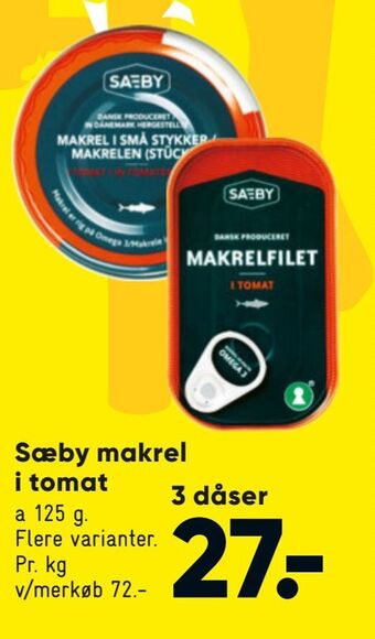 Bilka Sæby makrel i tomat tilbud