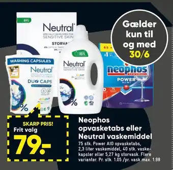 Bilka Neophos opvasketabs eller Neutral vaskemiddel tilbud
