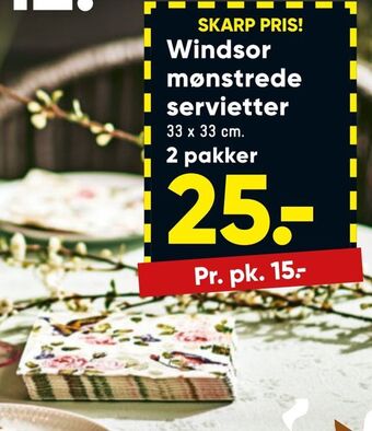 Bilka Windsor mønstrede servietter tilbud