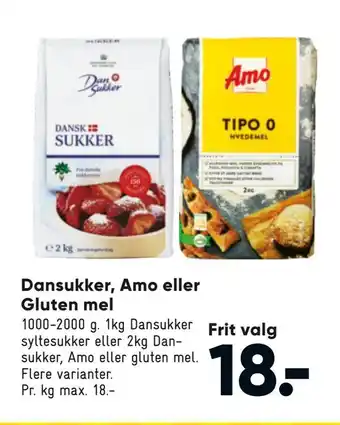 Dansukker, Amo eller Gluten mel