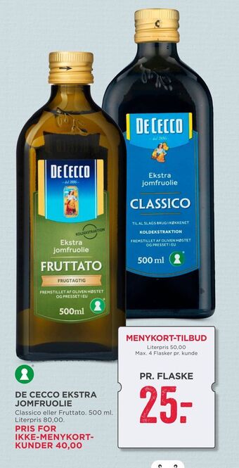 MENY De cecco ekstra jomfruolie tilbud