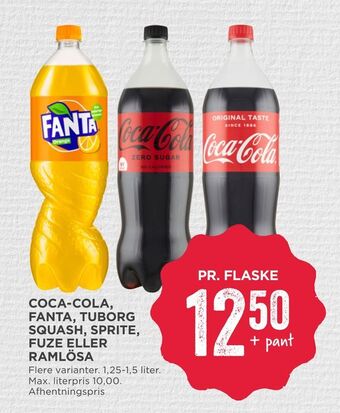 MENY Coca-cola, fanta, tuborg squash, sprite, fuze eller ramlösa tilbud