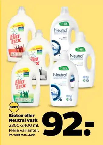 Netto Biotex eller Neutral vask tilbud