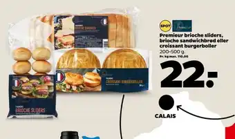 Netto Premieur brioche sliders, brioche sandwichbrød eller croissant burgerboller tilbud