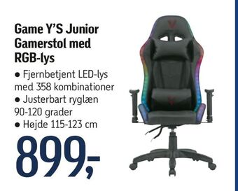 Føtex Game Y'S Junior Gamerstol med RGB-lys tilbud