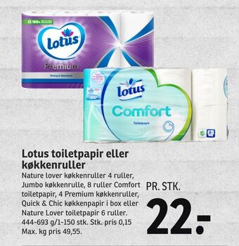 SPAR Lotus toiletpapir eller køkkenruller tilbud