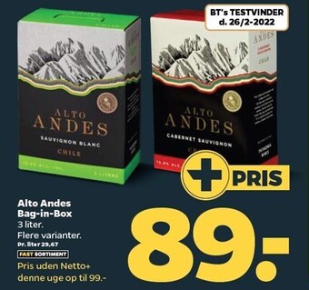 Netto Alto Andes tilbud