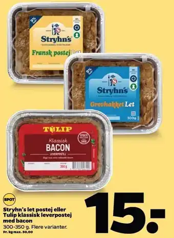 Netto Stryhn's let postej el. Tulip klassisk leverpostej m. bacon tilbud