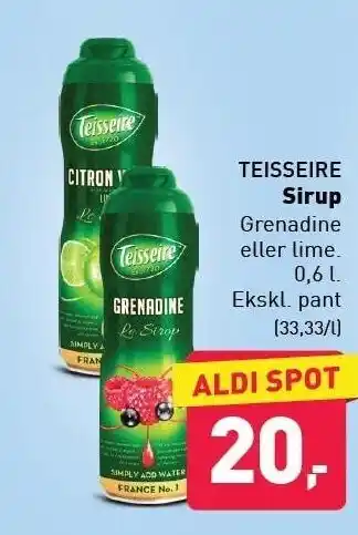 ALDI Sirup - Grenadine el. Lime tilbud