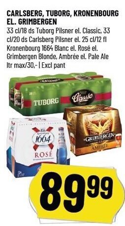 Løvbjerg Carlsberg, Tuborg, Kronenbourg el. Grimbergen tilbud