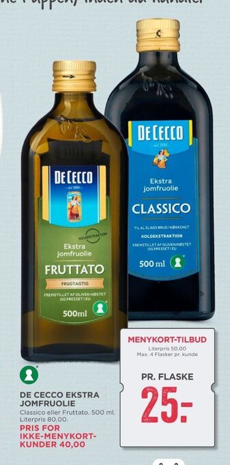 MENY De cecco olivenolie tilbud