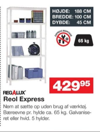 Bauhaus Regalux reol tilbud