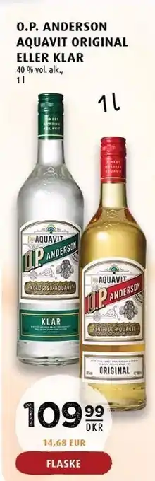 Scandinavian Park O.P Anderson Aquavit Original el. Klar tilbud