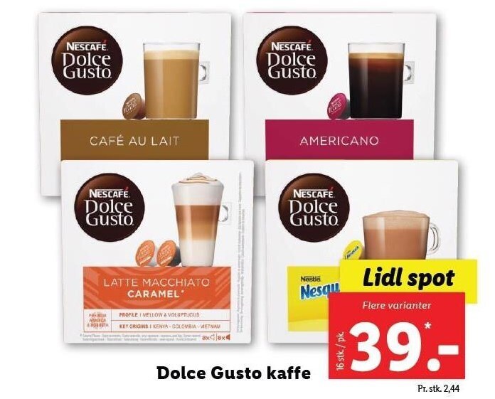Dolce Gusto kaffe tilbud hos Lidl