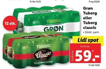 Lidl Grøn tuborg el. tuborg classic tilbud