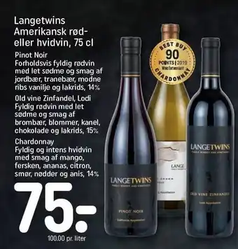 REMA 1000 Langetwins Amerikans rød el. hvidvin tilbud