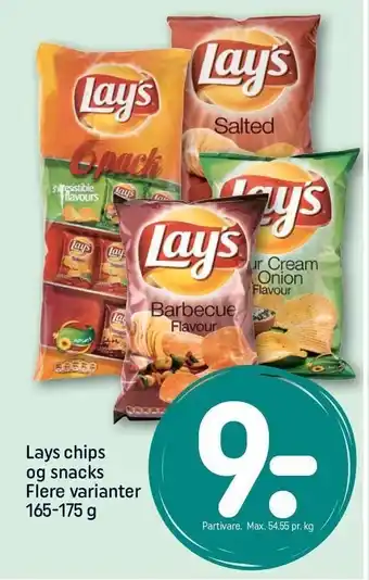REMA 1000 Lays chips og snacks - Flere varianter tilbud