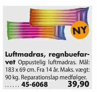 Luftmadras, regnbuefarvet