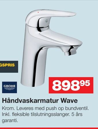 Bauhaus Håndvaskarmatur Wave tilbud