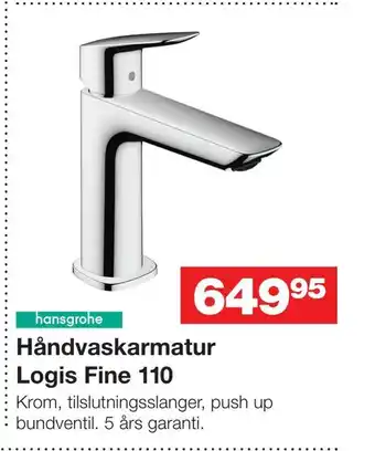 Bauhaus Håndvaskarmatur Logis Fine 110 tilbud