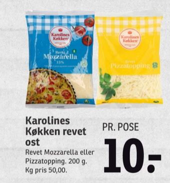 Karolines revet ost mozzarella
