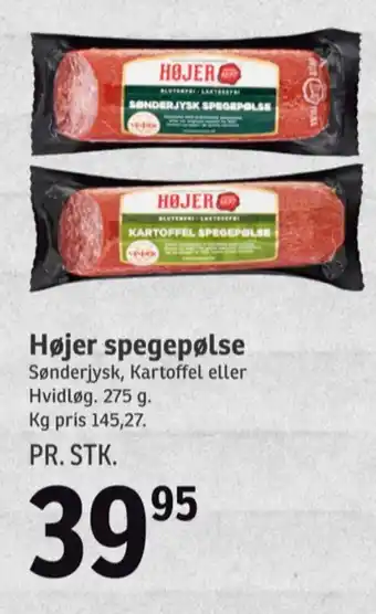 Højer pølser kartoffelspegepølse