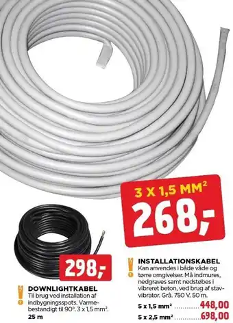 jem & fix Downlightkabel el. installationskabel tilbud