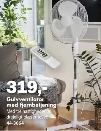 Biltema Gulvventilator med fjernbetjening tilbud
