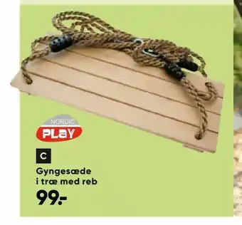 Bilka Gyngesæde i træ med reb tilbud