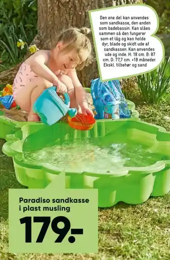 Bilka Paradiso sandkasse i plast musling tilbud