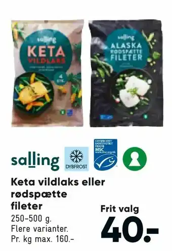 Keta vildlaks eller rødspætte fileter
