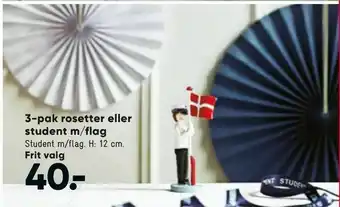 Bilka 3-pak rosetter eller student m/flag tilbud
