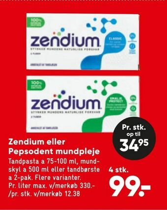 Bilka Zendium eller Pepsodent mundpleje tilbud